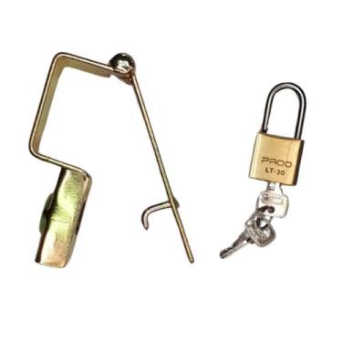 Imagem de Trava portão de garagem de aço  3,5cmx5,5cm com cadeado 30mm - Travofi
