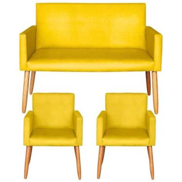 Imagem de Jogo 1 Namoradeira 2 Poltronas para Recepção  Sala pequena resistente 