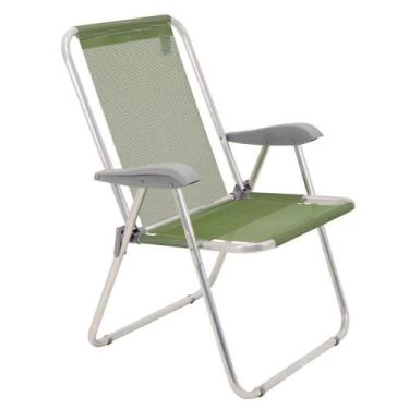 Imagem de Cadeira De Praia Tramontina Creta Master Em Alumínio Com Assento Verde