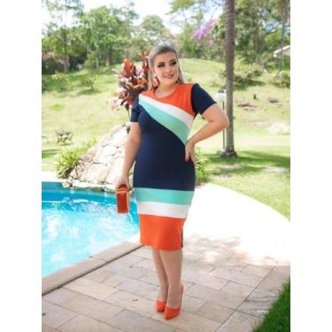 Imagem de Vestido Midi Plus Size Ruth Moda Evangélica Feminina - MISS FLOWER, Az