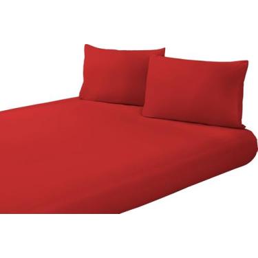 Imagem de Roupa De Cama Amor King Lençol Avulso Com Elástico Cores Lisas Hotel -