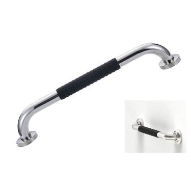 Imagem de Barra de Apoio 30cm Inox Suporte Antiderrapante Banheiro Box Idoso Deficiente Segurança Quarto Corredor Parede Acessibilidade Resistente Proteçao