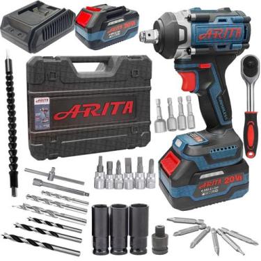 Imagem de Kit Chave De Impacto Profissional 21v 4.0ah + Soquete 35pç - Arita