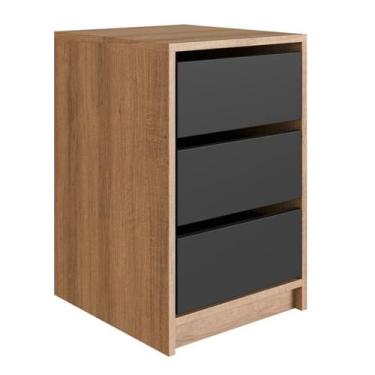 Imagem de Gaveteiro Para Escritorio 36 cm 3 Gavetas P1045 Mell Grafite PP Milani