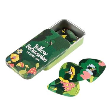 Imagem de Palhetas de guitarra D'Addario Beatles - Acessórios de guitarra dos Beatles - submarino amarelo - Pepperland Woods - calibre médio (0,70 mm) - pacote com 15