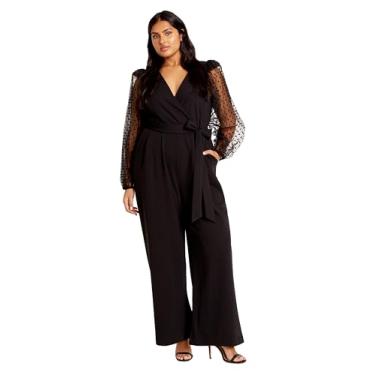 Imagem de City Chic Macacão Asher WRAP Plus Size em preto, Preto, 48