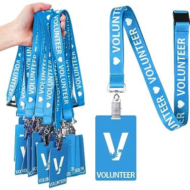 Imagem de Colarr Pacote com 25 cordões voluntários com cartão de plástico PVC, crachás de identificação de voluntários, cordão de separação a granel para atividades, arrecadação de fundos, igreja, escola,