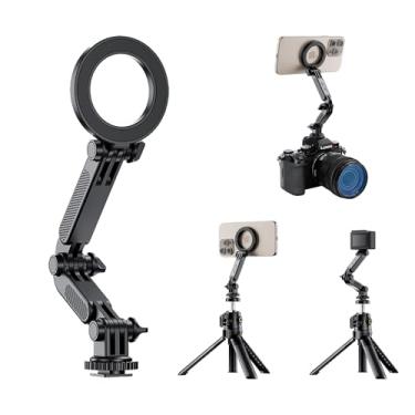 Imagem de JJC Adaptador magnético de suporte de tripé de telefone para Magsafe iPhone 17 16 15 14, suporte de telefone magnético Cold Shoe com orifício de parafuso de 1/10.2 cm-20 para câmera DSLR, acessórios