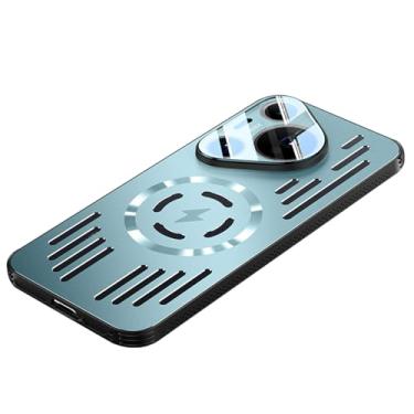 Imagem de POYUFRG Capa de metal para Huawei Pura 70 Ultra/70 Pro/70 Pro+/70, capa de ventilação magnética de liga de aviação, proteção de lente oca rígida, azul, 70 Pro+