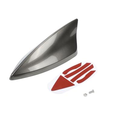 Imagem de VekAuto Antena de barbatana de tubarão, antena de teto de sinal AM/FM universal para carro, carro, SUV, caminhão, off-road, material ABS com base adesiva cinza marrom