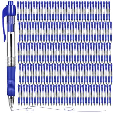 Imagem de Pacote com 200 caneta esferográfica retrátil de 1,0 mm caneta média clique caneta recarregável confortável escrita canetas com aderência confortável caneta de trabalho para homens, mulheres, estudantes, artigos escolares de escritório (tinta azul)