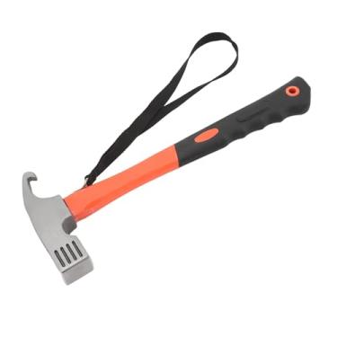 Imagem de Martelo de Garra, Martelo de Pregar Multifuncional de Ferro de Borracha ABS Com Garra de Bico de águia para Camping, Caminhadas (Laranja)