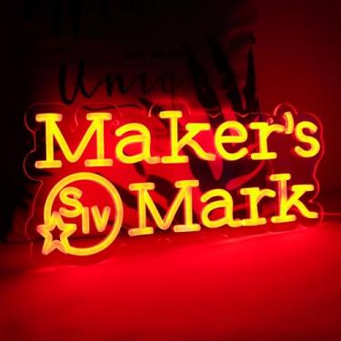 Imagem de WonderfulLife Placa De Neon De Uísque Maker Mark Para Decoração De Bar, Pub, Caverna Masculina E Festa, Luz Led Brilhante Adequada Para Decoração De Garagem Ou Exposição Comercial, Alimentação Usb De