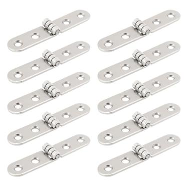 Imagem de OTOTEC 20 peças dobradiças dobráveis de 180 graus 76 x 15 mm Distância central do orifício 15 mm Dobradiças de alça resistente adequadas para instalação de mesas dobráveis máquinas de costura cadeiras