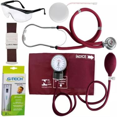 Imagem de Kit Acadêmico Completo C/Aparelho De Pressão E Esteto Cores (VINHO)