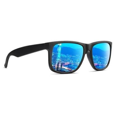 Imagem de Óculos De Sol Quadrado Masculino Feminino Polarizado Proteção UV400 Az