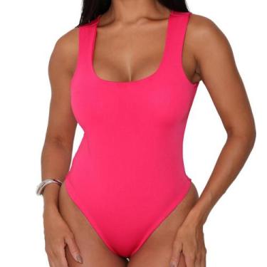 Imagem de Body Decotado Básico Feminino Com Bojo Regata Verão - LUNNA, Rosa, M