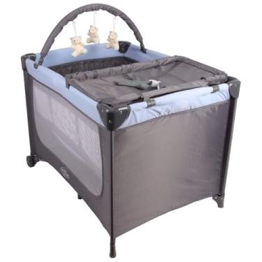 Imagem de Berço Portátil Infantil Joly Baby Style com Mosquiteiro, Barra de Brinquedos, Trocador e Bolsa - Seguro, Confortável e Compacto INMETRO (Azul)