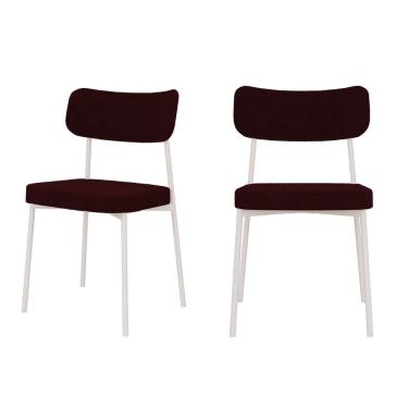 Imagem de Kit com 2 Cadeiras para Sala de Jantar Mona Yescasa Bordô/Branco