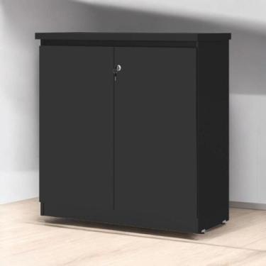 Imagem de Armário Balcão 02 Portas Línea Preto - Pleno Móveis