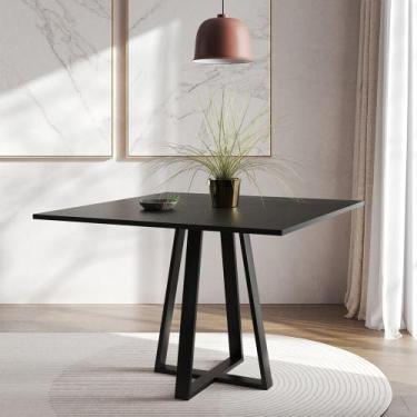 Imagem de Mesa de Jantar Mônaco 110cm Tampo Preto Pés Preto - MOVEIS IBERIA