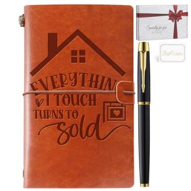Imagem de Presentes de corretor de imóveis para mulheres, Everything I Touch Turns to Sold Leather Journal Notebook, presentes de fechamento para corretores de imóveis, presente de agradecimento para corretor
