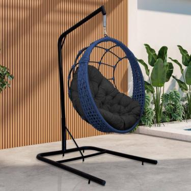 Imagem de Cadeira Balanço Ninho Suspenso em Corda Náutica Luxo com Suporte