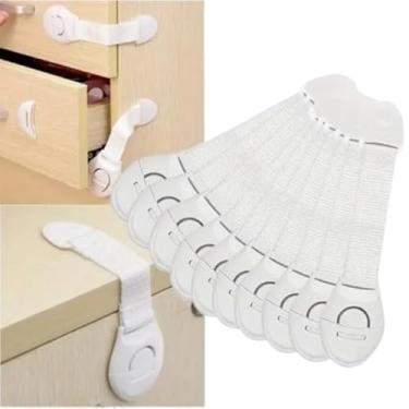 Imagem de Kit de Travas de Segurança para Gavetas e Armários, 10 Unidades, Proteção Infantil