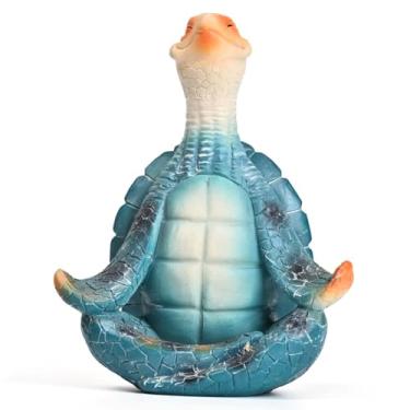 Imagem de Boobezeen Sea Turtle Meditation Yoga Statues Home Decor Zen Resin Figurines Beach Coastal Ornaments Bathroom Living Room House Office Entryway DéCor (Blue Lotus)