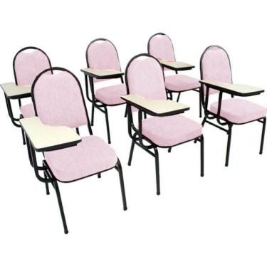 Imagem de Kit com 6 Cadeiras Universitária para Auditórios Linha Hotel Rosa