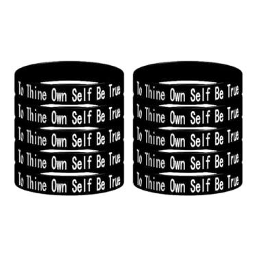 Imagem de 10 pulseiras motivacionais de silicone To Thine Own Self Be True, pulseiras de borracha sóbria para recuperação de dependências, narcóticos, alcoólicos anônimos, presentes de sobriedade para mulheres