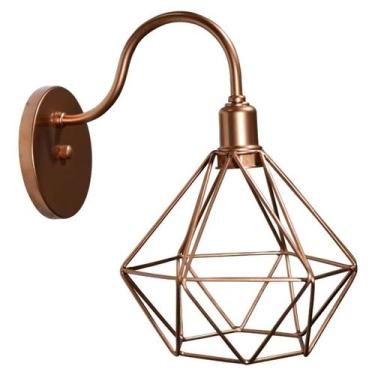 Imagem de Arandela De Parede Pendente Luminária Aramado Diamante Rose Gold Retrô