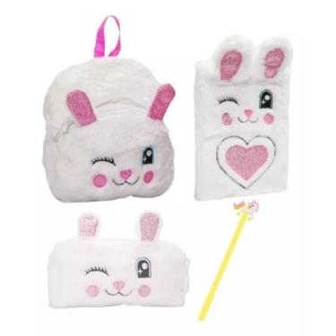 Imagem de Kit Mochila Infantil Escola Caderno Estojo Pelucia Unicornio - polibri