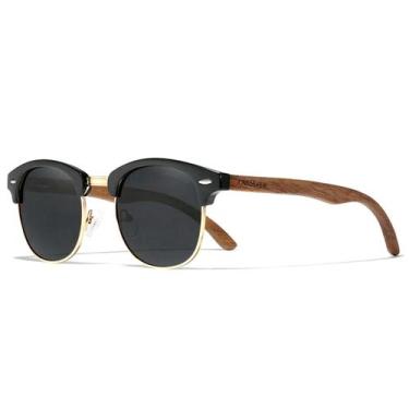 Imagem de Oculos de Sol Masculino Artesanal de Madeira Retro Fashion Kingseven P
