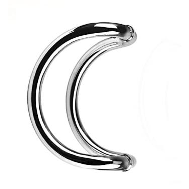 Imagem de Maçaneta de porta de aço inoxidável, puxador semicircular, puxador de porta de vidro, corrimão redondo de porta de correr emoldurado, acabamento polido (A)