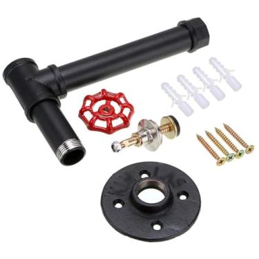 Imagem de Suporte de papel higiênico estilo retrô para tubo de ferro industrial rolo de toalha de papel banheiro quarto com válvula (D conforme mostrado)