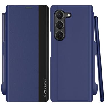 Imagem de Capa protetora para Samsung Galaxy Z Fold 5 com S Pen e protetor de tela integrado, suporte de carregamento sem fio à prova de choque para Samsung Z Fold 5 5 g (azul)