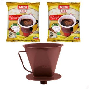 Imagem de Kit 2 Coador De Café Filtro Moka Permanente 103 E Porta Filtro Com Fun