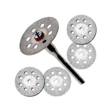 Imagem de 5 Discos Diamantado 22mm P/ Micro Retifica Dremel + 1 Haste - PIATC