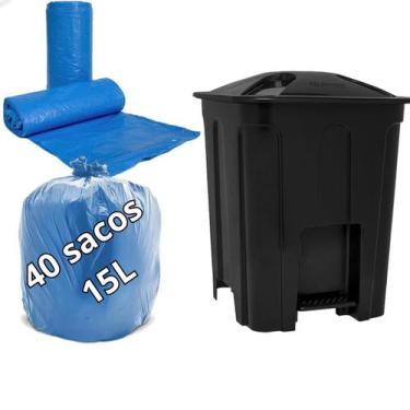 Imagem de Lixeira Com Pedal E Tampa Eco Nature 15L+40Un Saco De Lixo - Jaguar