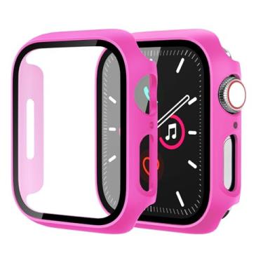 Imagem de Capa rígida para Apple Watch Series 9 Series 7 8 41 mm [proteção total], protetor de tela integrado [sensível ao toque] Capa protetora fina para iWatch S9/S8/S7 acessórios de 41 mm, rosa vermelha