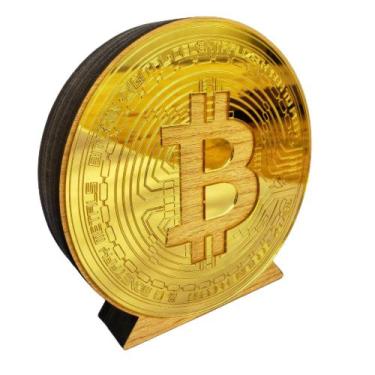 Imagem de Símbolo 3d Bitcoin - Letreiro De Mesa 16 Cm Criptomoeda - By Hands