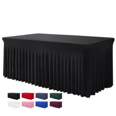 Imagem de Saia de mesa BDDC para mesas retangulares de 6 pés, preta, peça única