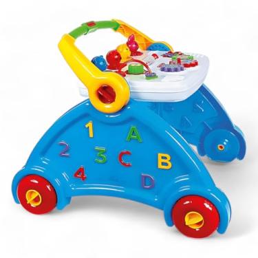 Imagem de Andador Didático Infantil 3 em 1 Musical – Brinquedo Educativo para Bebês com Som de Animais, Base Lavável, Atividades Motoras e Alça para Apoio – A Partir de 6 Meses (azul)