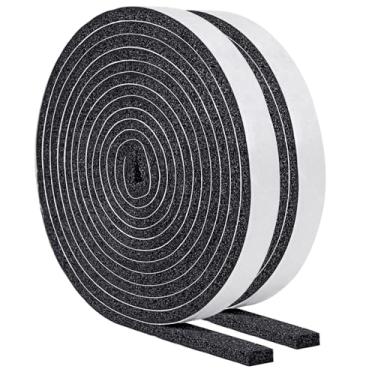 Imagem de Yotache Fita de vedação de espuma autoadesiva de célula aberta 1/5.1 cm x 1/10.2 cm, decapagem climática para isolamento de porta, à prova de som, faixa de clima, 3 pés x 2 peças
