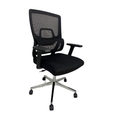 Imagem de Cadeira De Escritório Presidente Home Office Ergonômica Com Tela Mesh Reclinável Premium Preto