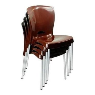 Imagem de 2 Cadeiras De Plástico Com Pés De Alumínio Forte 140 Kg - JSN