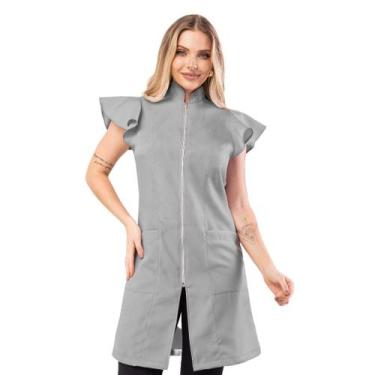 Imagem de Jaleco Feminino Zíper Acinturado Manga Curta Em Oxford Mag - Supply Pr