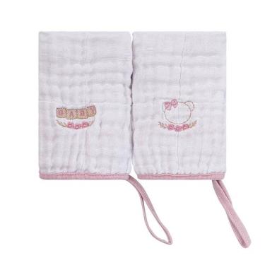 Imagem de Pano de Boca Soft Bordado para Bebê Baby Joy Clássicos, Ursa Rosa