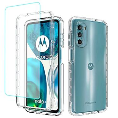 Imagem de Tothedu Capa de celular para Moto G52 4G/Moto G82 5G/Moto G71S 5G com protetor de tela de vidro temperado, capa protetora de corpo inteiro transparente de policarbonato rígido TPU para Motorola Moto